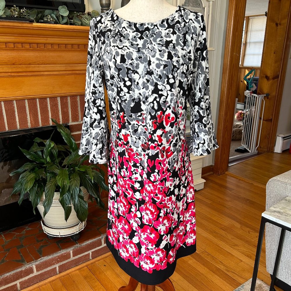 Phase 7 New York, Size 12, Grey, Red, Black Dress